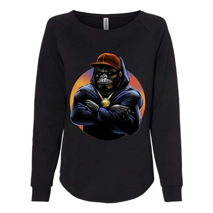 Bad Ass Hip Hop Monkey Womens California Wash Sweatshirt