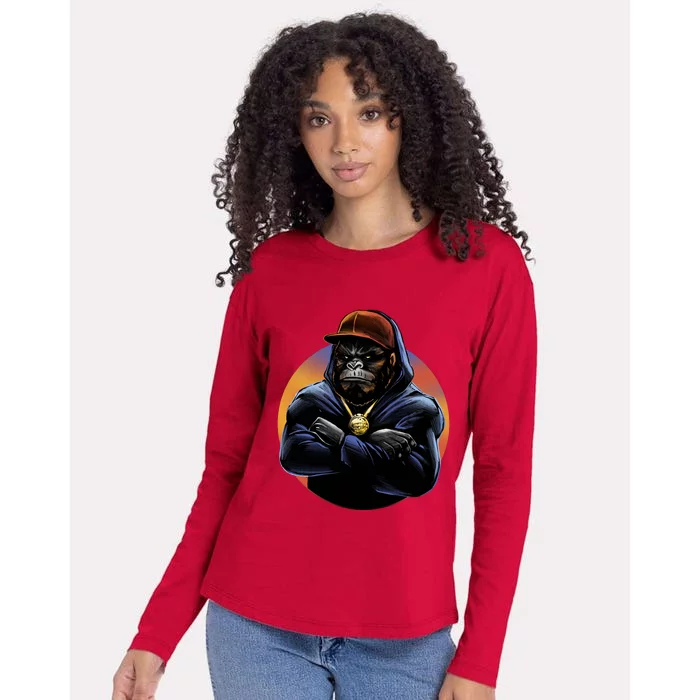 Bad Ass Hip Hop Monkey Womens Cotton Relaxed Long Sleeve T-Shirt