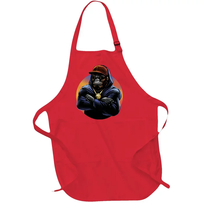 Bad Ass Hip Hop Monkey Full-Length Apron With Pocket