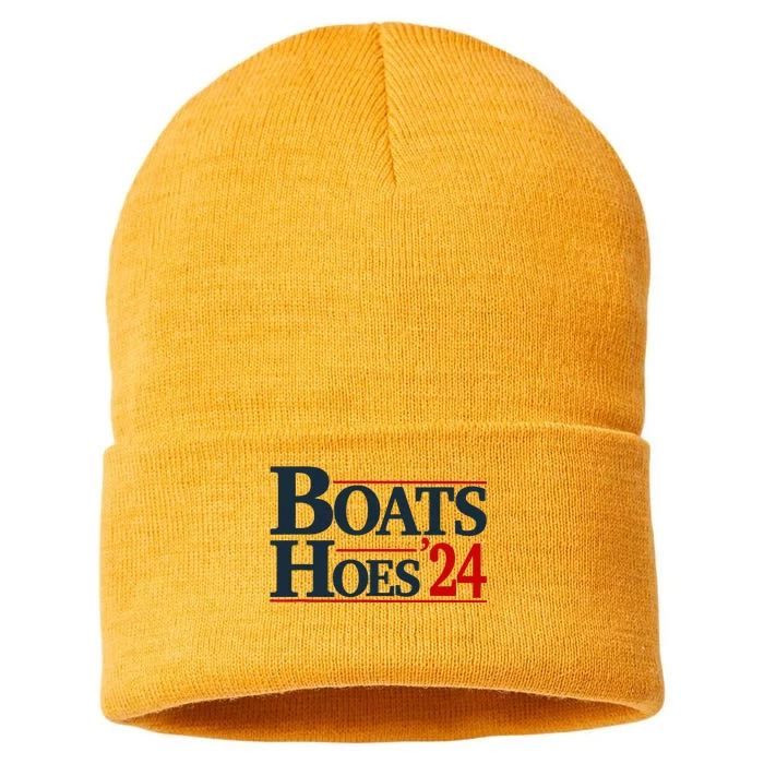 Boats And Hoes 2024 Election Funny Sustainable Knit Beanie