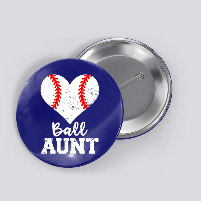 Ball Aunt Heart Funny Baseball Aunt Cool Gift Button