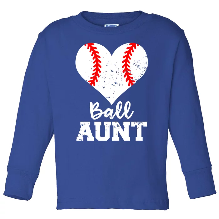 Ball Aunt Heart Funny Baseball Aunt Cool Gift Toddler Long Sleeve Shirt