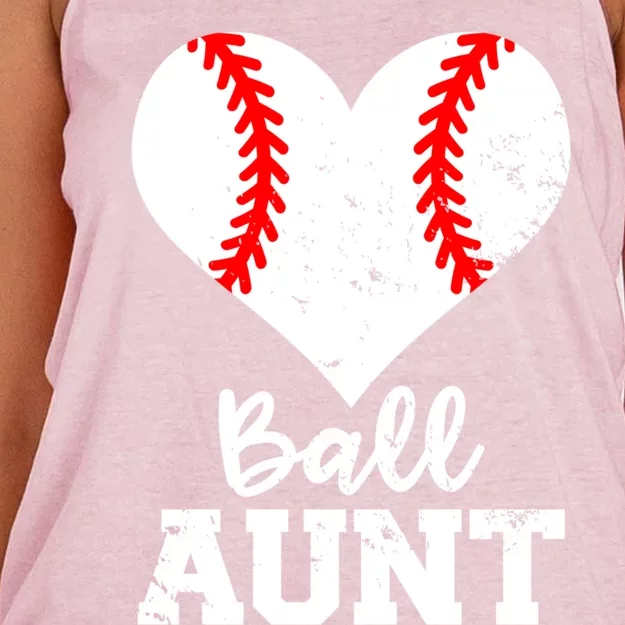 Ball Aunt Heart Funny Baseball Aunt Cool Gift Women's Knotted Racerback Tank