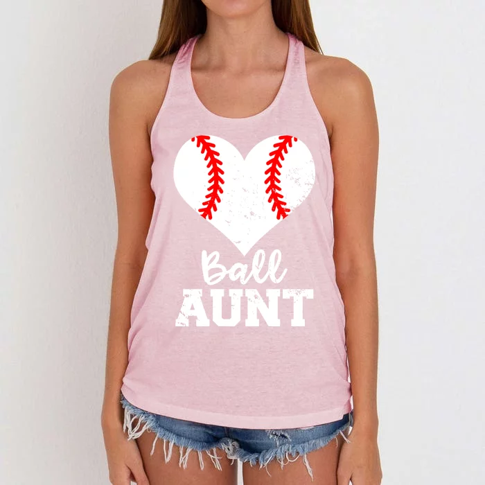 Ball Aunt Heart Funny Baseball Aunt Cool Gift Women's Knotted Racerback Tank