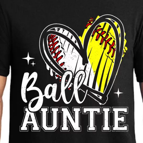 Ball Auntie Heart Baseball Softball Aunt Meaningful Gift Pajama Set