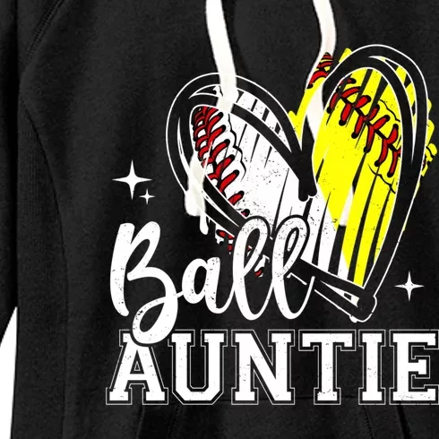 Ball Auntie Heart Baseball Softball Aunt Meaningful Gift Women's Fleece Hoodie