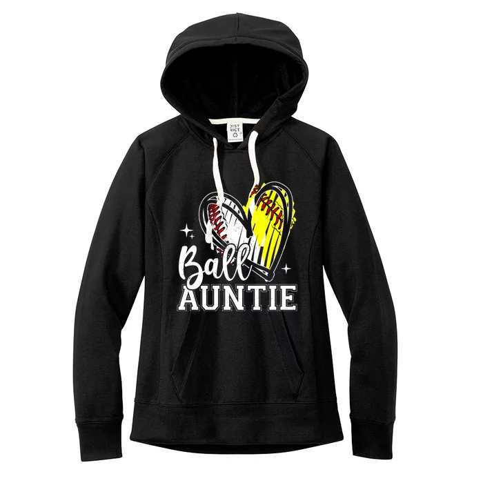 Ball Auntie Heart Baseball Softball Aunt Meaningful Gift Women's Fleece Hoodie