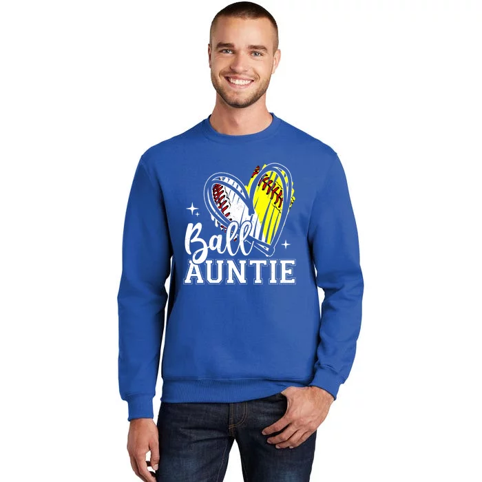 Ball Auntie Heart Baseball Softball Aunt Meaningful Gift Tall Sweatshirt