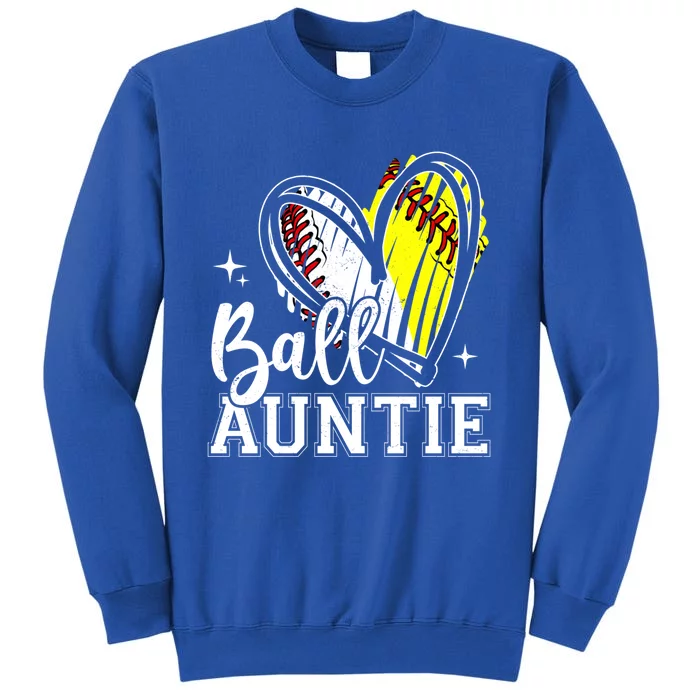 Ball Auntie Heart Baseball Softball Aunt Meaningful Gift Tall Sweatshirt