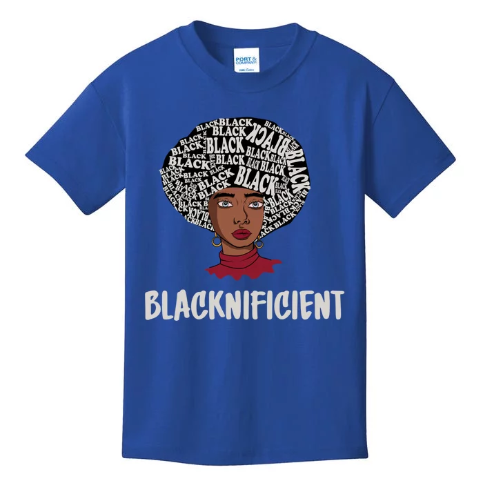 Blacknificent Afro Hair Black Melanin Power African American Gift Kids T-Shirt