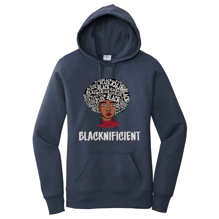 Blacknificent Afro Hair Black Melanin Power African American Gift Women's Pullover Hoodie