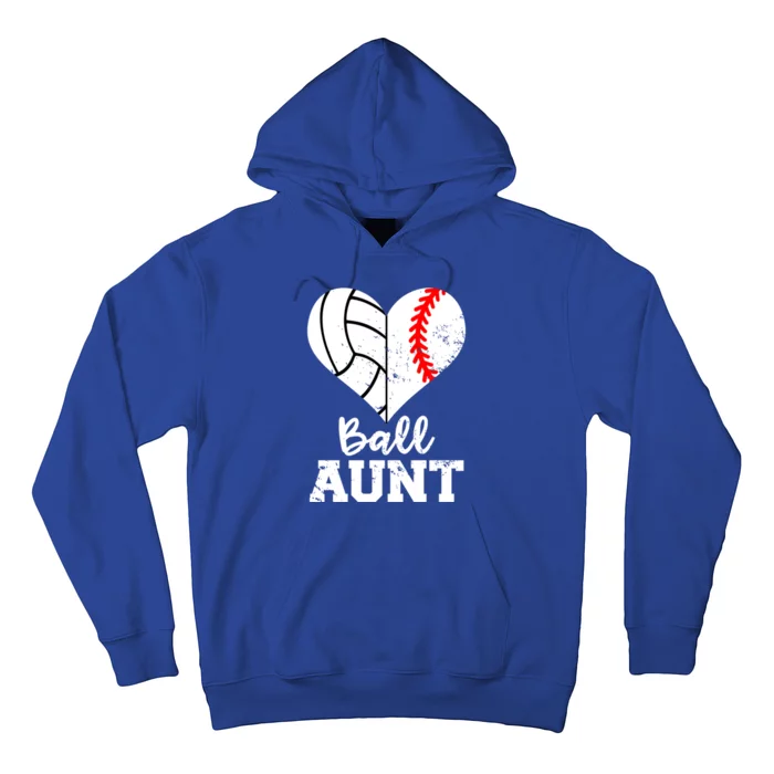 Ball Aunt Heart Funny Baseball Volleyball Aunt Gift Hoodie