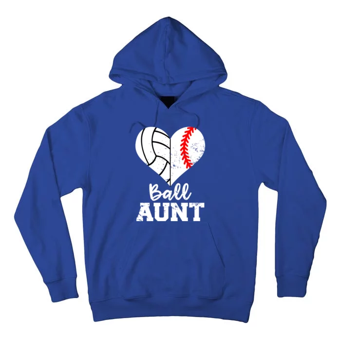 Ball Aunt Heart Funny Baseball Volleyball Aunt Gift Tall Hoodie