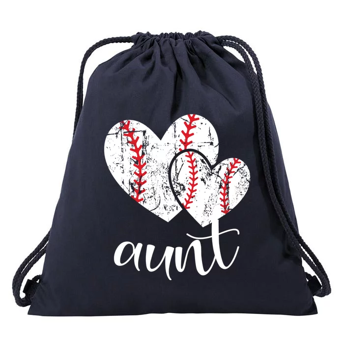 Baseball Aunt Heart Ball Funny Proud Grandma Mothers Day Funny Gift Drawstring Bag