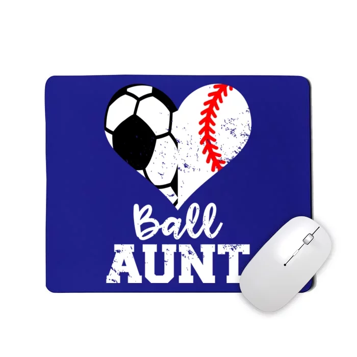 Ball Aunt Heart Funny Soccer Baseball Aunt Gift Mousepad