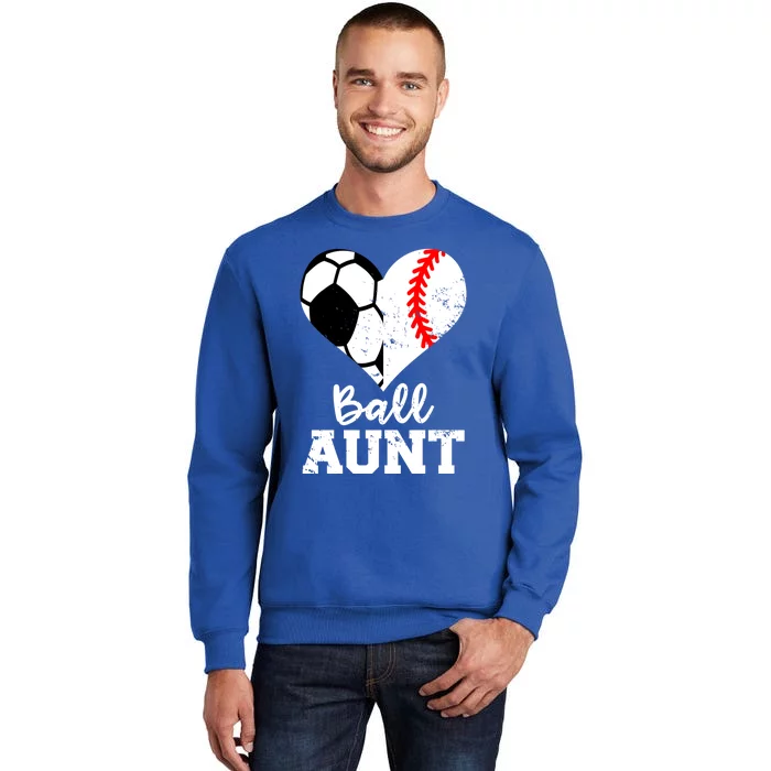 Ball Aunt Heart Funny Soccer Baseball Aunt Gift Tall Sweatshirt