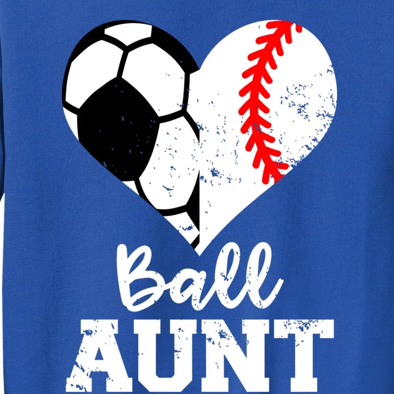 Ball Aunt Heart Funny Soccer Baseball Aunt Gift Tall Sweatshirt