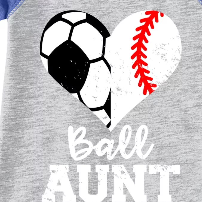 Ball Aunt Heart Funny Soccer Baseball Aunt Gift Infant Baby Jersey Bodysuit