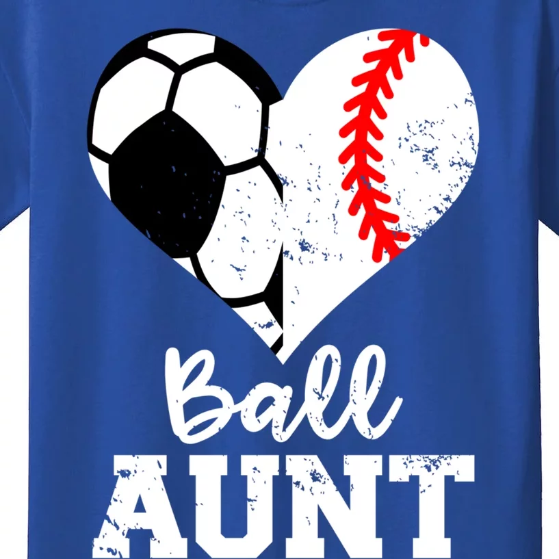 Ball Aunt Heart Funny Soccer Baseball Aunt Gift Kids T-Shirt