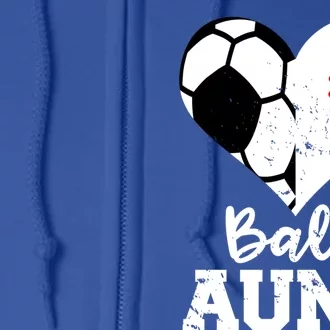 Ball Aunt Heart Funny Soccer Baseball Aunt Gift Full Zip Hoodie