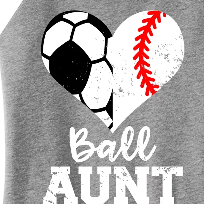 Ball Aunt Heart Funny Soccer Baseball Aunt Gift Women’s Perfect Tri Rocker Tank