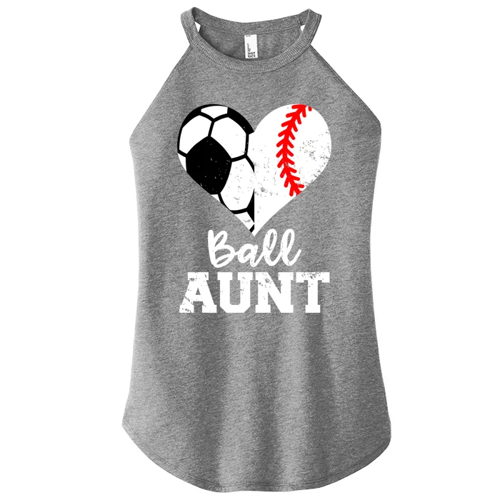 Ball Aunt Heart Funny Soccer Baseball Aunt Gift Women’s Perfect Tri Rocker Tank