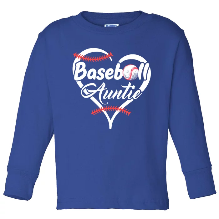 Baseball Aunt Heart Proud Baseball Auntie Gift Toddler Long Sleeve Shirt