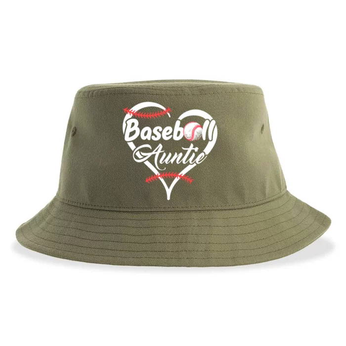 Baseball Aunt Heart Proud Baseball Auntie Gift Sustainable Bucket Hat