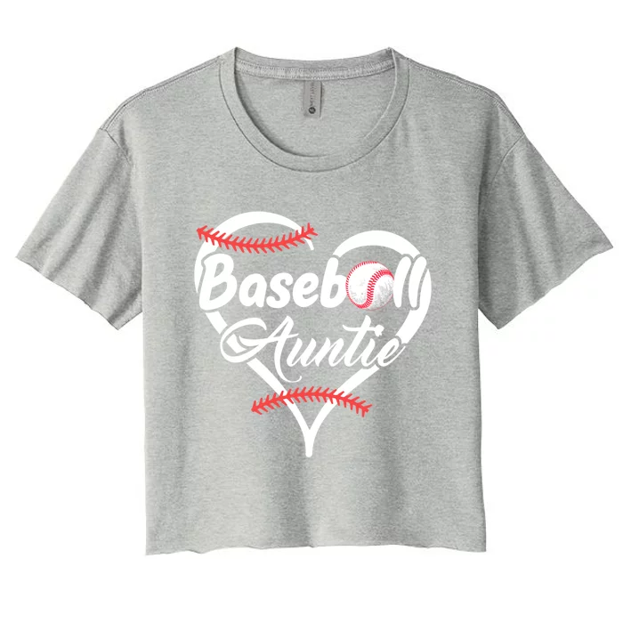 Baseball Aunt Heart Proud Baseball Auntie Gift Women's Crop Top Tee