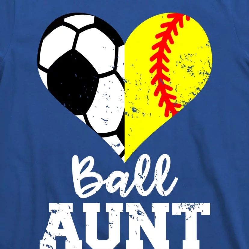 Ball Aunt Heart Funny Soccer Softball Aunt Gift T-Shirt