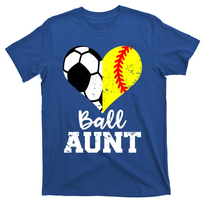 Ball Aunt Heart Funny Soccer Softball Aunt Gift T-Shirt