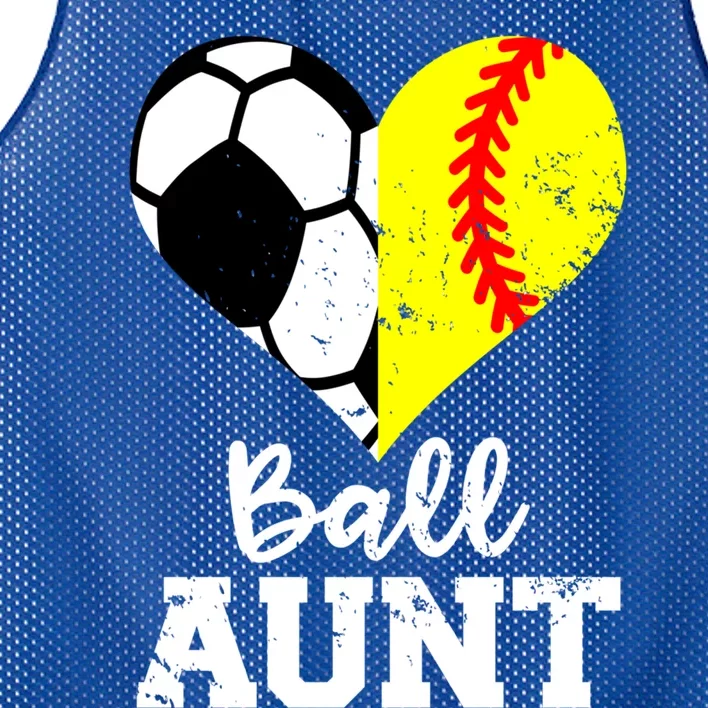 Ball Aunt Heart Funny Soccer Softball Aunt Gift Mesh Reversible Basketball Jersey Tank