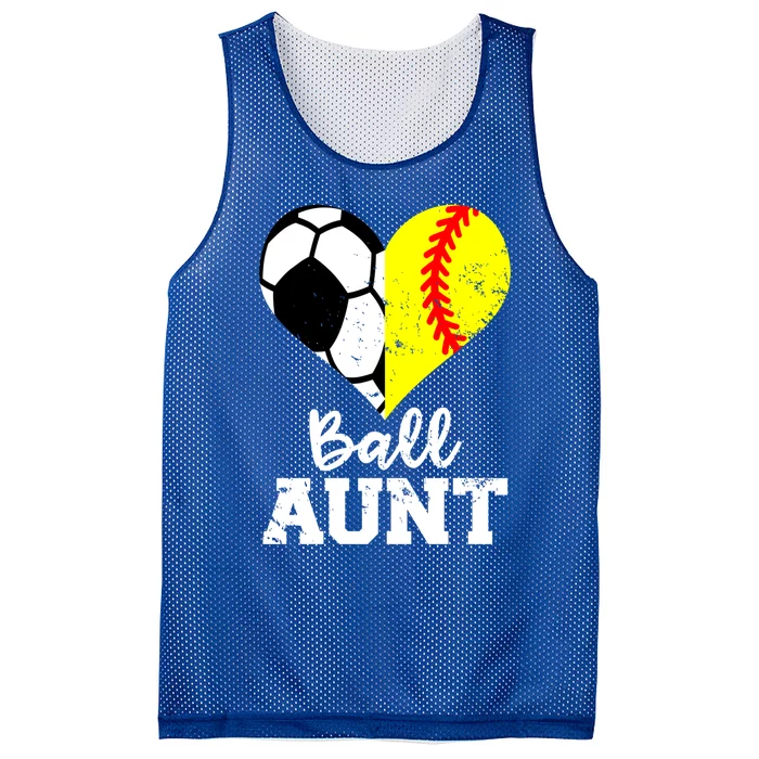 Ball Aunt Heart Funny Soccer Softball Aunt Gift Mesh Reversible Basketball Jersey Tank