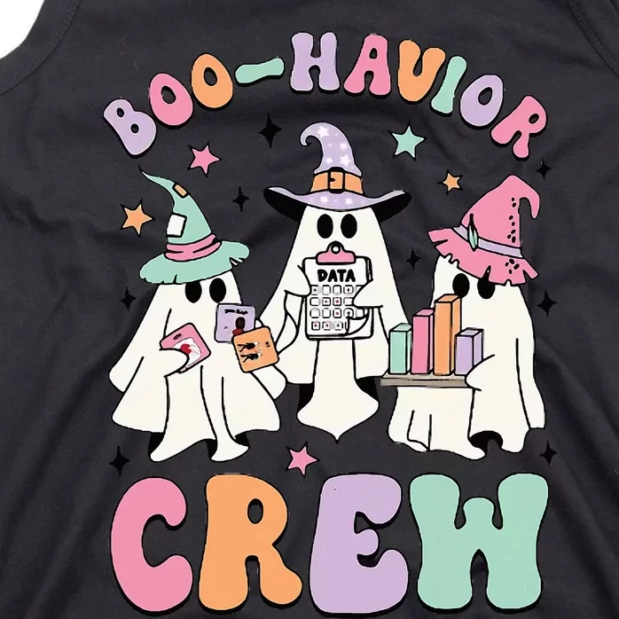 Behavior Analyst Halloween Aba Cute Ghost Boo Havior Crew Tank Top