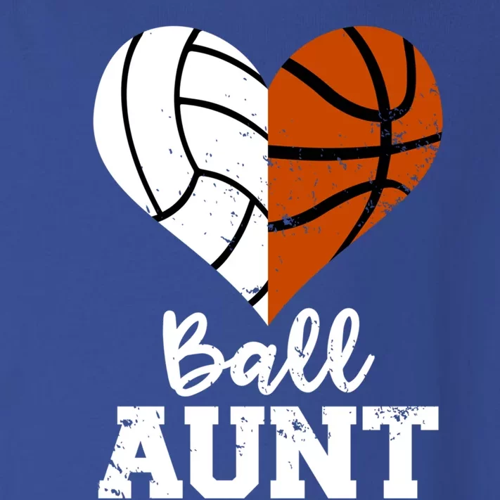 Ball Aunt Heart Funny Volleyball Basketball Aunt Funny Gift Toddler Long Sleeve Shirt