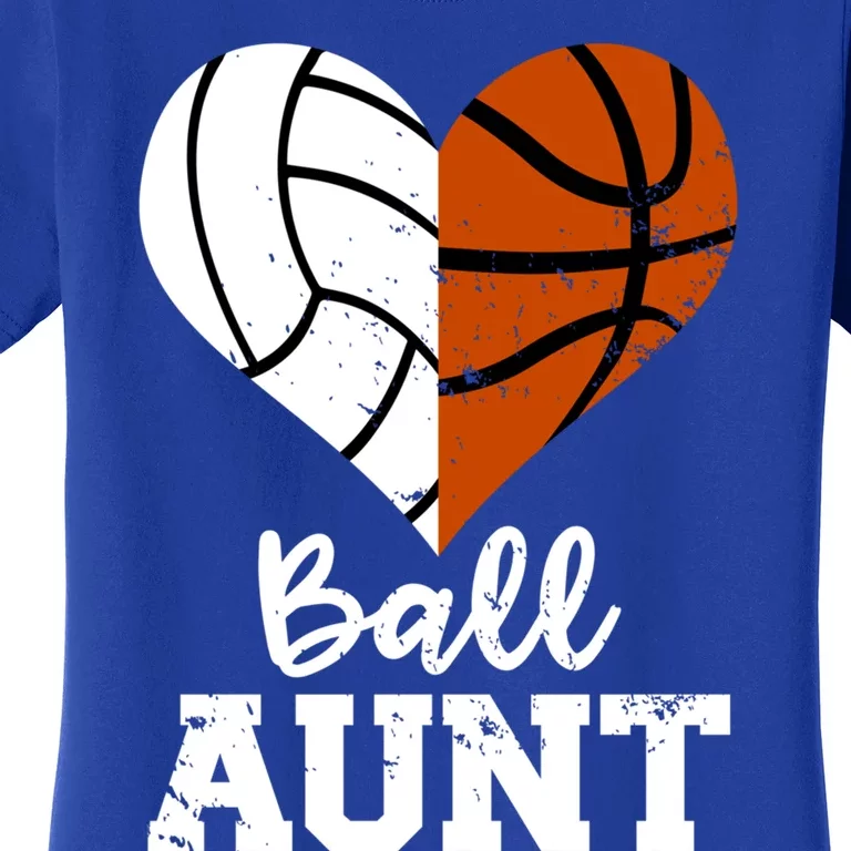 Ball Aunt Heart Funny Volleyball Basketball Aunt Funny Gift Women's T-Shirt