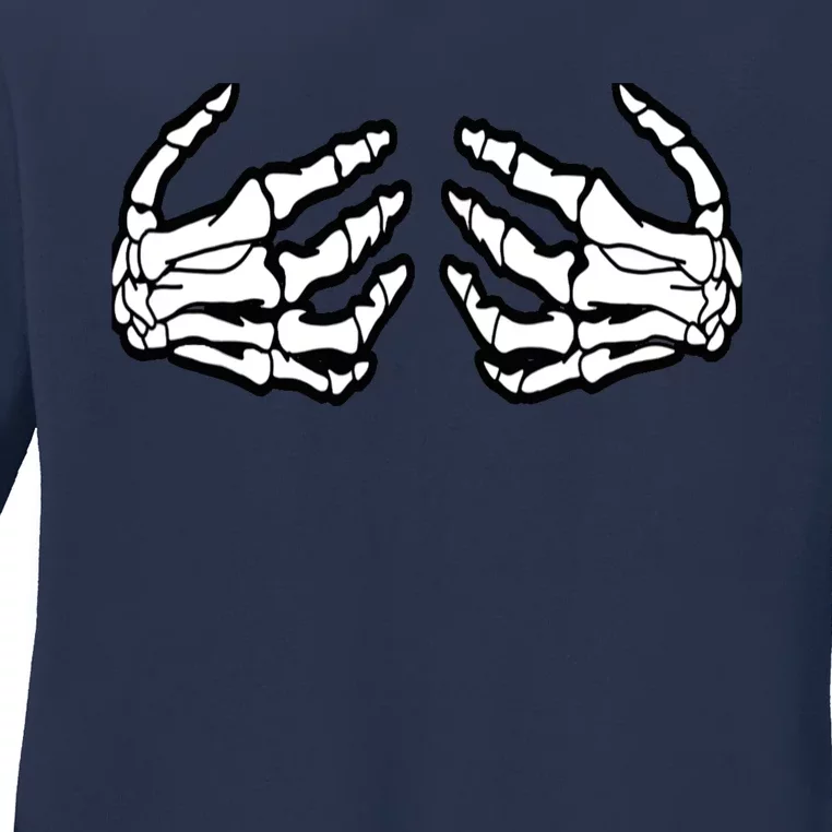 Best Adult Halloween Creepy Skeleton Hands - Funny Skeleton Ladies Long Sleeve Shirt