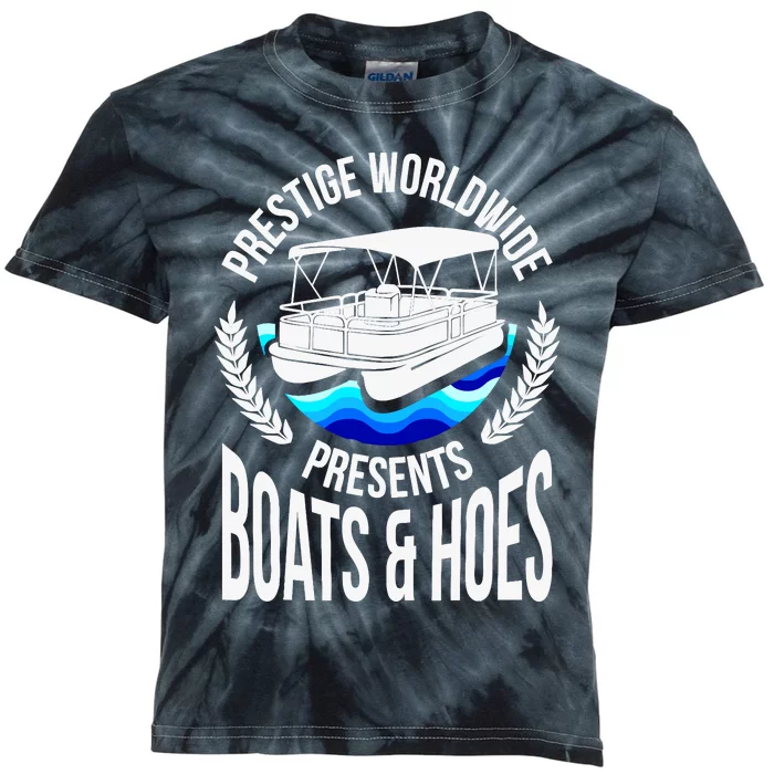 Boats And Hoes Funny Adult Humor Pontoon Party Gift Kids Tie-Dye T-Shirt