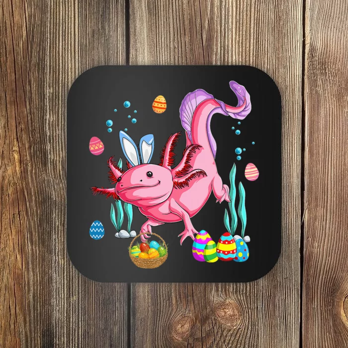 Bunny Axolotl Hunting Easter Eggs Basket Coaster