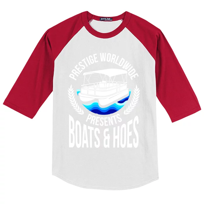 Boats And Hoes Funny Adult Humor Pontoon Party Gift Funny Gift Kids Colorblock Raglan Jersey