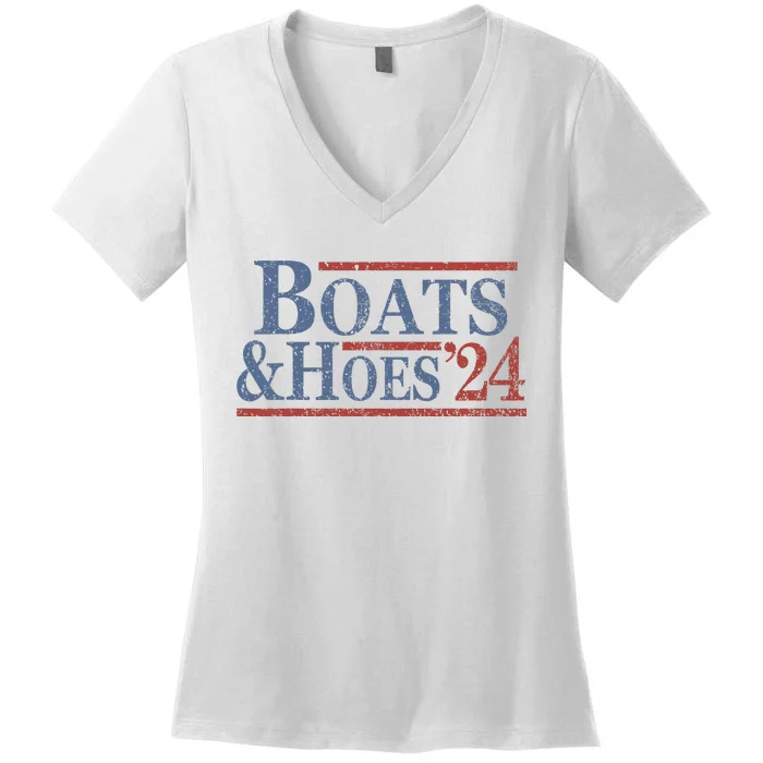 Boats And Hoes 2024 Election Women's V-Neck T-Shirt