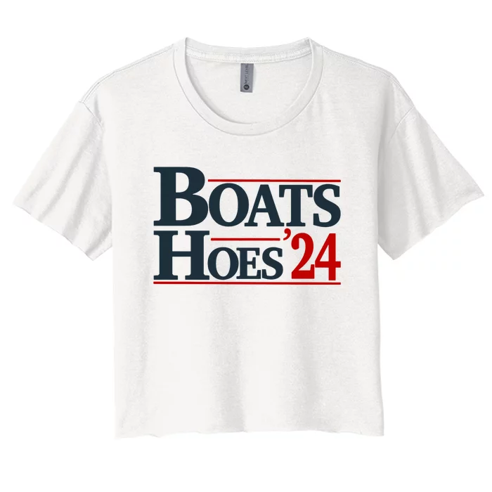 Boats And Hoes 2024 Election Funny Women's Crop Top Tee