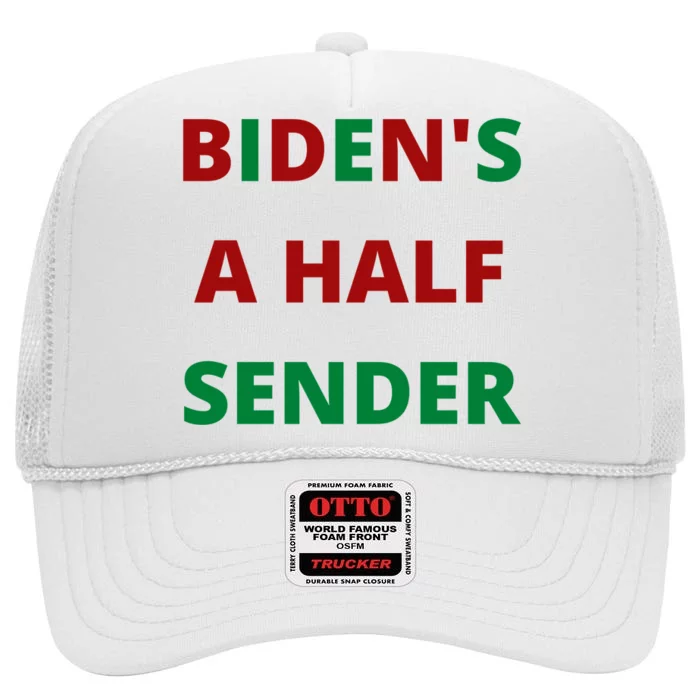 Biden's A Half Sender Funny Christmas High Crown Mesh Trucker Hat