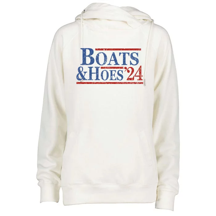 Boats And Hoes 2024 Funny Summer Beach Vacation Womens Funnel Neck Pullover Hood