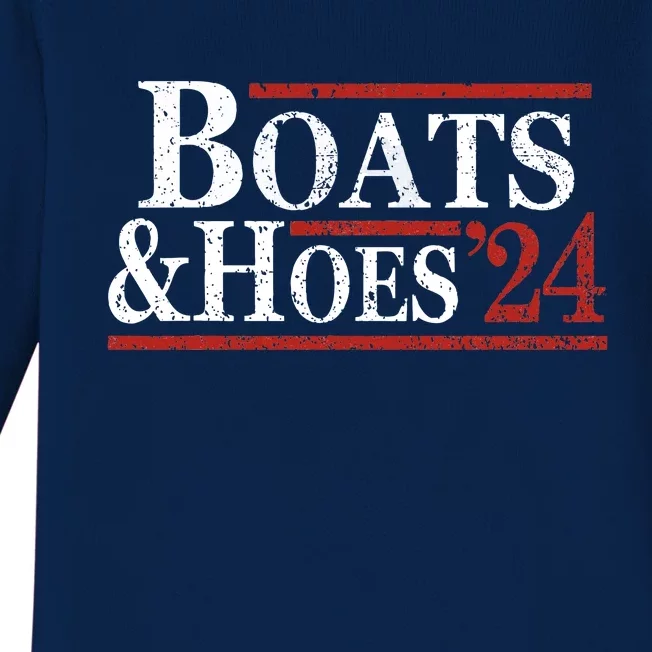 Boats And Hoes 2024 Funny Summer Beach Vacation Baby Long Sleeve Bodysuit