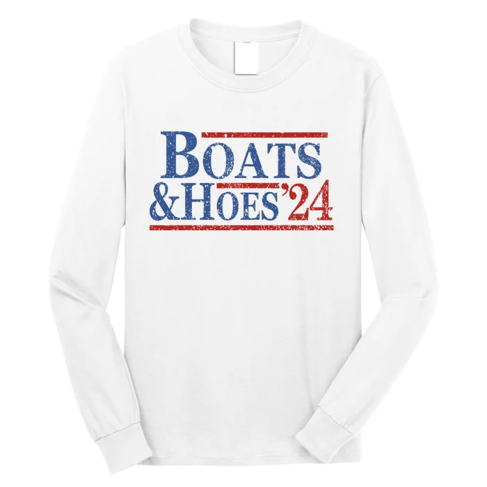 Boats And Hoes 2024 Funny Summer Beach Vacation Long Sleeve Shirt