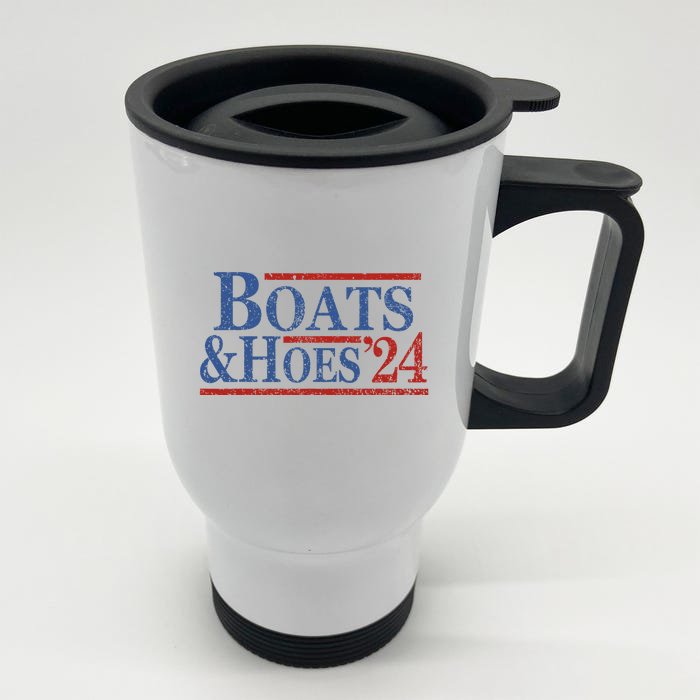 Boats And Hoes 2024 Funny Summer Beach Vacation Front & Back Stainless Steel Travel Mug