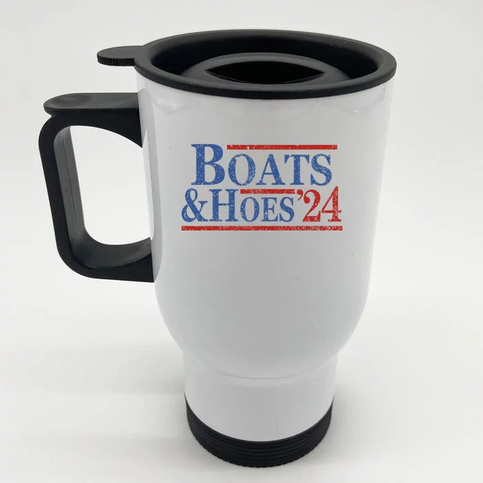 Boats And Hoes 2024 Funny Summer Beach Vacation Front & Back Stainless Steel Travel Mug