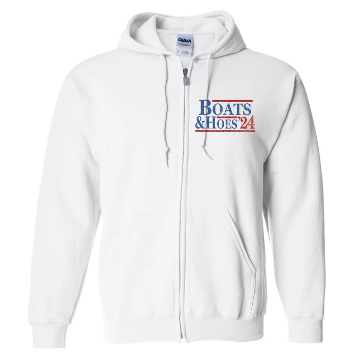 Boats And Hoes 2024 Funny Summer Beach Vacation Full Zip Hoodie