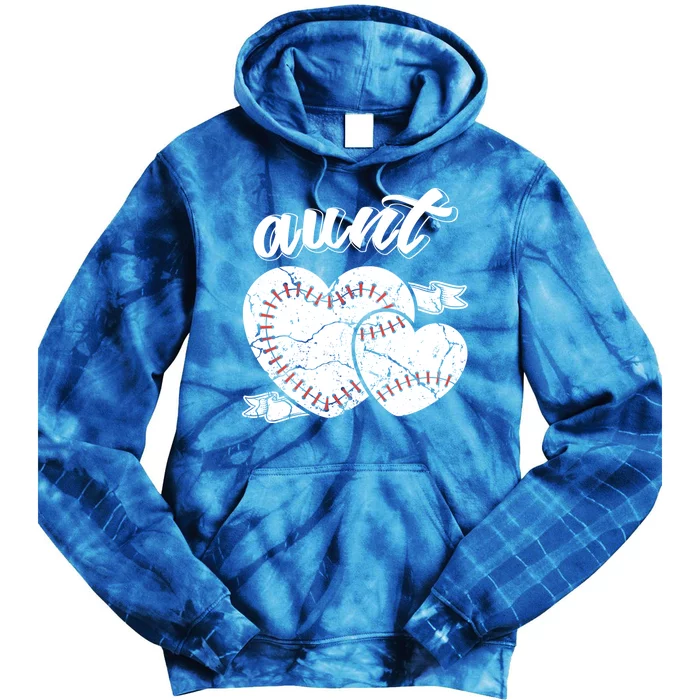 Baseball Aunt Heart Ball Cool Baseball Proud Grandma Great Gift Tie Dye Hoodie